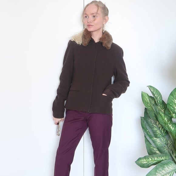 Jones New York Wool Coat / Jacket w Fur Collar - Picture 6 of 9